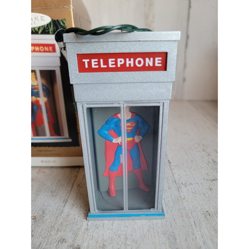 Hallmark‎ superman light motion telephone booth ornament Xmas vintage